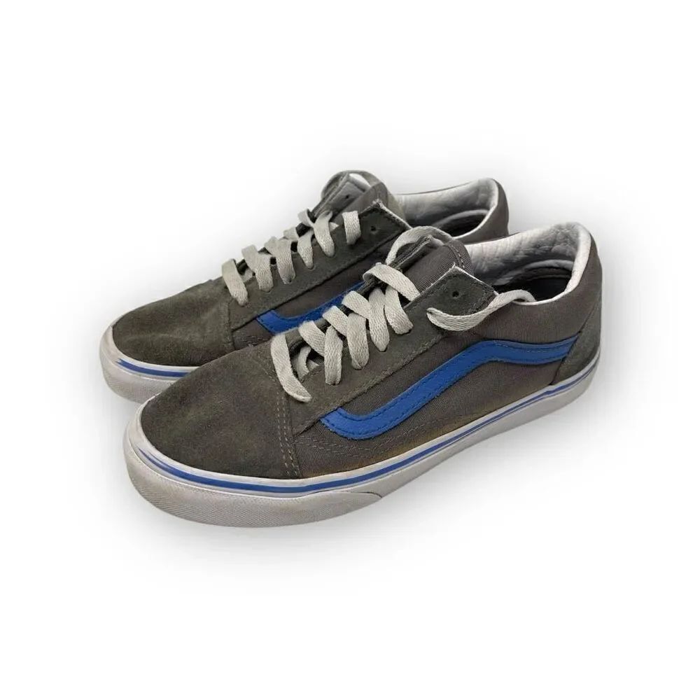 VANS Old Skool Grey Blue Off The Wall Shoes Sneakers 507698 Juniors Size 6